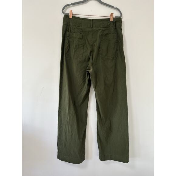 Anthropologie Maeve The Colette High Rise Cropped Wide Leg Pants Green Size 32 - Picture 5 of 10